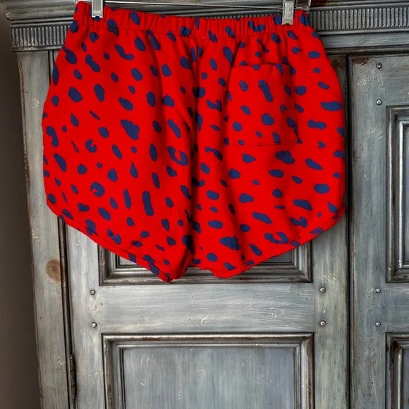 Clare V Red and Blue Leopard Sweatshorts Size L